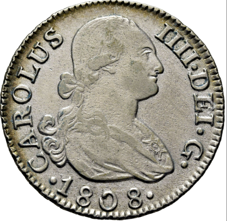 CARLOS IV. Madrid. 2 reales. 1808. IG. EBC+. Atractivo ejemplar
