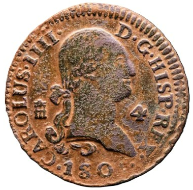 CARLOS IV. 4 Maravedís. Segovia. 1801.