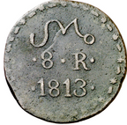 FERNANDO VII. 8 reales. 1813 Tierras Calientes. Escasa. MBC-