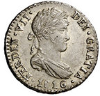 FERNANDO VII. 1/2 real. 1816. Madrid. Muy bella. Rara en este estado. EBC+