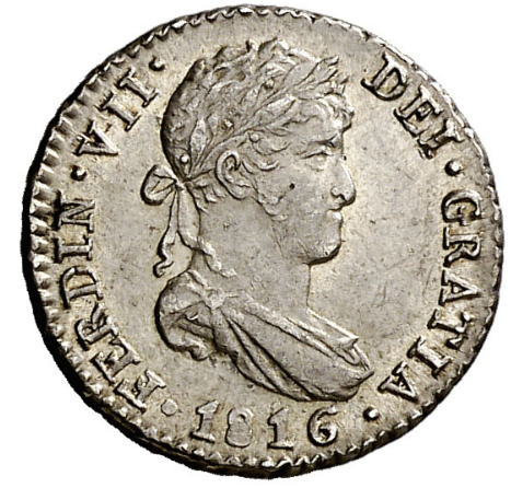 FERNANDO VII. 1/2 real. 1816. Madrid. Muy bella. Rara en este estado. EBC+