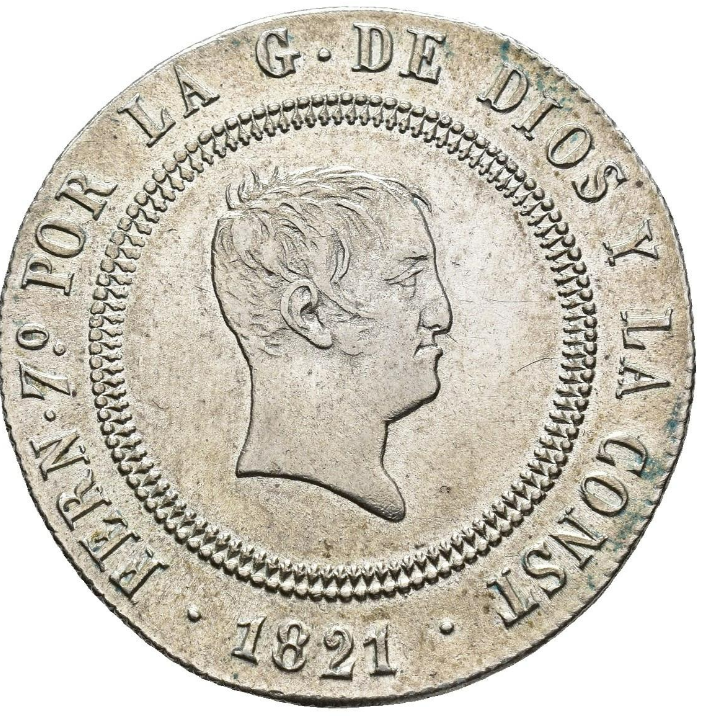 FERNANDO VII. 10 reales. Madrid. 1821. SR. Restos de brillo original. EBC-/MBC+