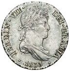 FERNANDO VII. 1 Real. Sevilla. 1833. JB. Pátina. Escasa así. EBC-/MBC+