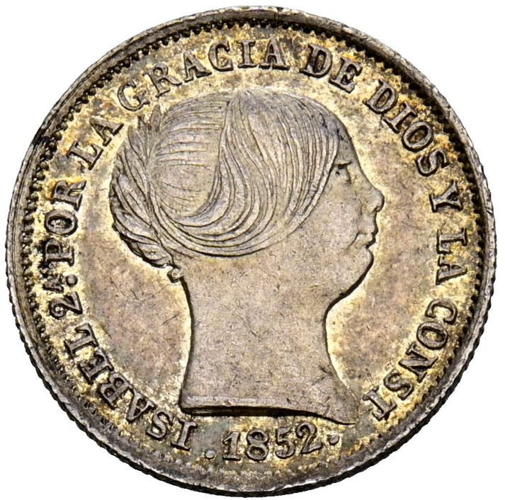 ISABEL II (1833-1868). 1 Real. 1852. Madrid. EBC. Pátina.