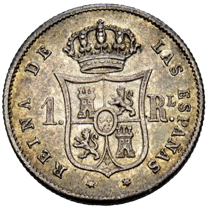 ISABEL II (1833-1868). 1 Real. 1852. Madrid. EBC. Pátina.