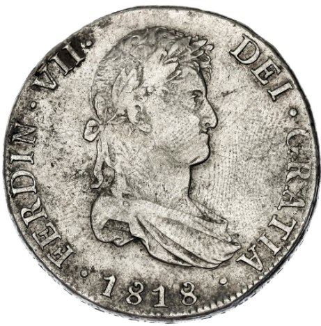 FERNANDO VII. 8 Reales. 1818. Potosí PJ. Bolivia.