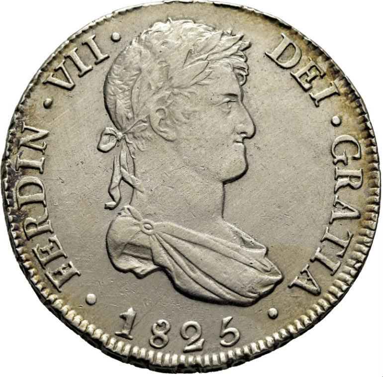 FERNANDO VII. Potosí JL. 8 reales. 1825. Acuñación republicana. EBC-. Atractiva.
