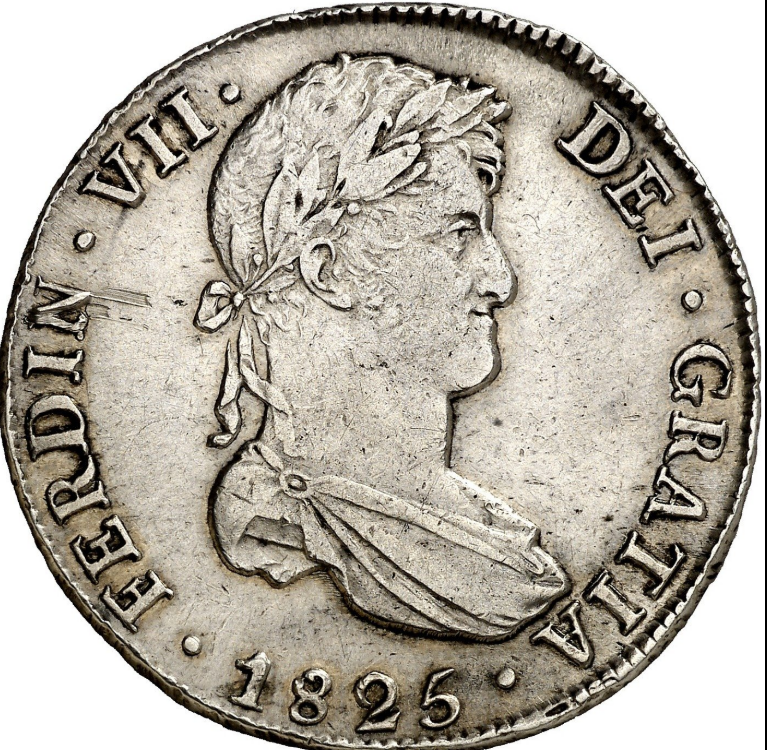 Fernando VII - 8 reales 1825. Potosí JL. Escasa