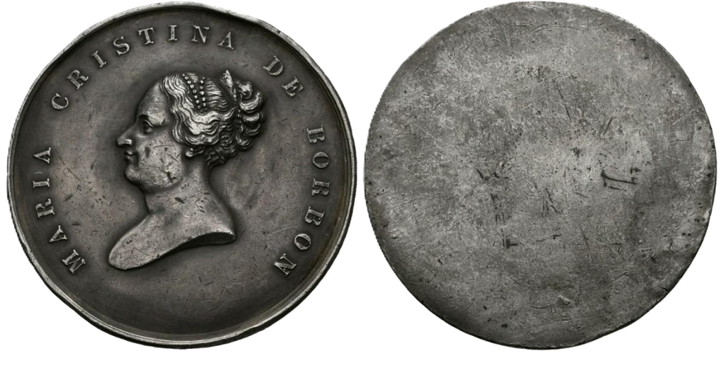 ISABEL II (1833-1868). Regreso de María Cristina de Borbón. 1844. Prueba. MBC+. Muy rara