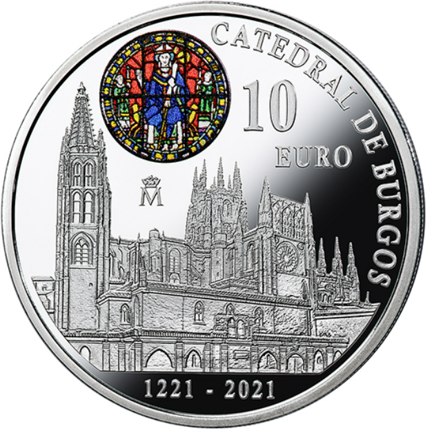 FNMT. 2021. 10€ plata. 800 años Catedral de Burgos