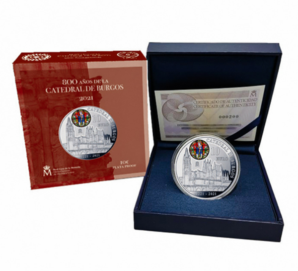 FNMT. 2021. 10€ plata. 800 años Catedral de Burgos