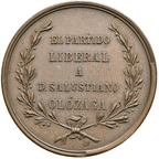 GOBIERNO PROVISIONAL. Medalla. El partido liberal a D. Salustiano Olózaga. EBC