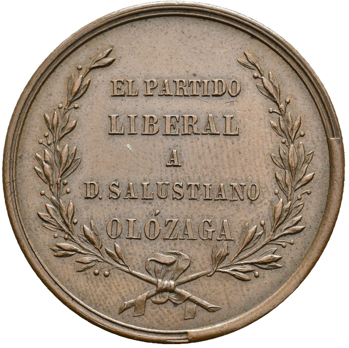 GOBIERNO PROVISIONAL. Medalla. El partido liberal a D. Salustiano Olózaga. EBC