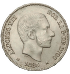 ALFONSO XII. 50 Centavos de Peso. 1885. MANILA. Practicamente Sin Circular