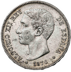 ALFONSO XII. DEM. 5 pesetas. 1876*1876. MBC/MBC+