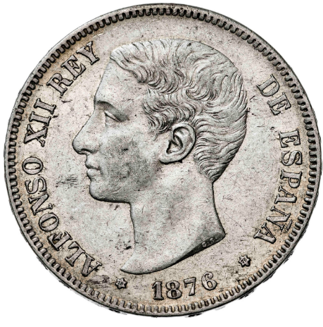 ALFONSO XII. DEM. 5 pesetas. 1876*1876. MBC/MBC+