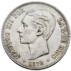 ALFONSO XII. 5 PESETAS. DEM. 1877 *18-78. MBC+