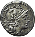 GENS SAUFEIA. LUCIUS SAUFEIUS. Denario (152 a.C.). Roma. MBC