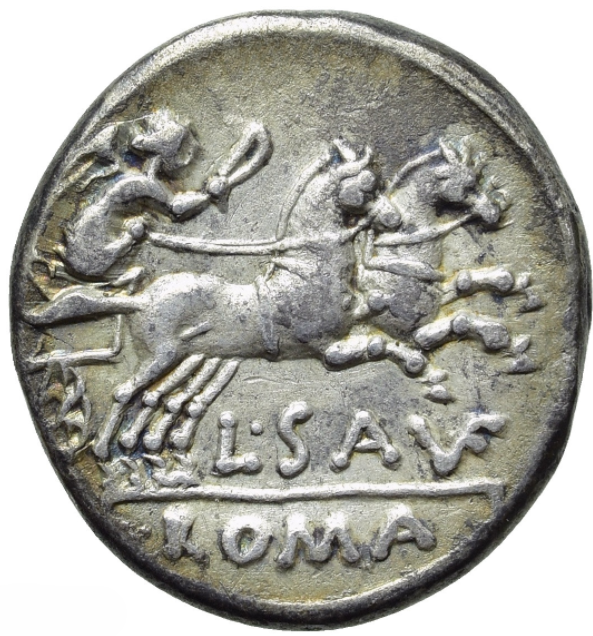 GENS SAUFEIA. LUCIUS SAUFEIUS. Denario (152 a.C.). Roma. MBC