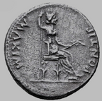 TIBERIO (14-37 d.C.). "Denario del tributo". Lugdunum.