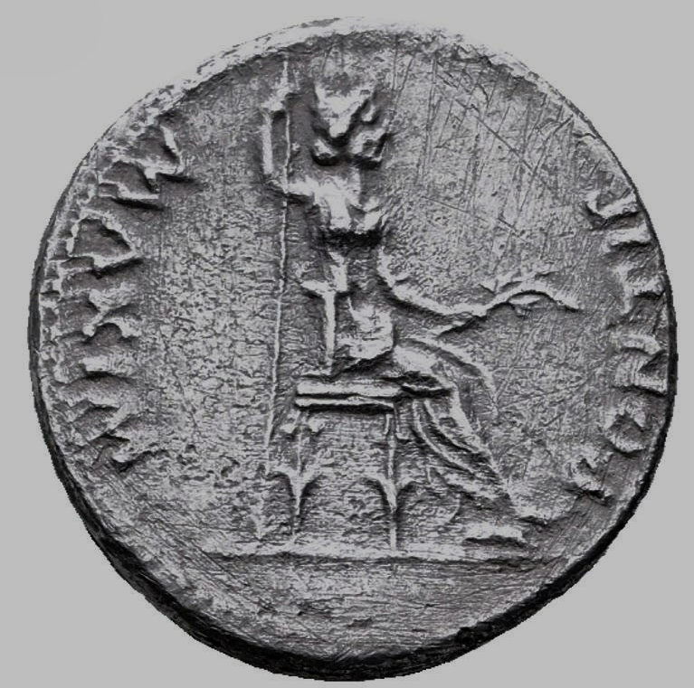 TIBERIO (14-37 d.C.). "Denario del tributo". Lugdunum.