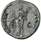 DOMICIANO, Augusto 81-96. As Diosa MONETA en reverso. RIC 417 . Buen ejemplar. MBC