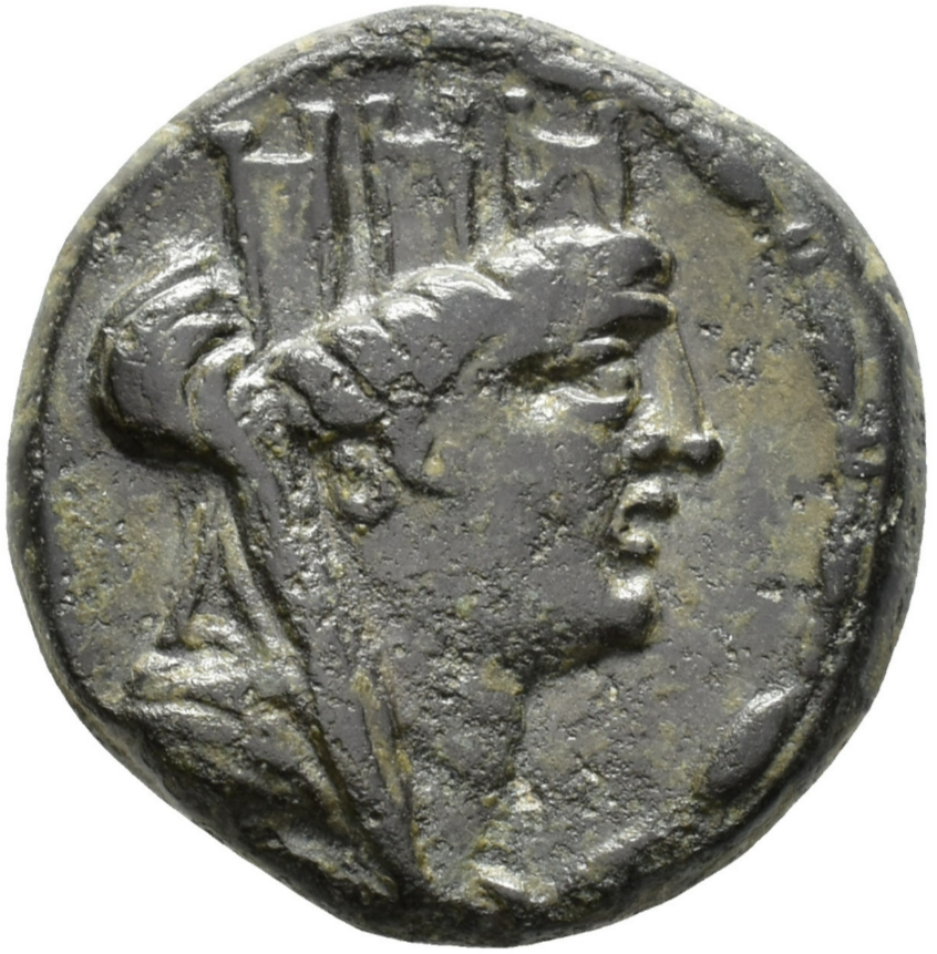 CILICIA. Tarso. Cobre. c. 164–27 a. C.. Diosa Tique y Sandán