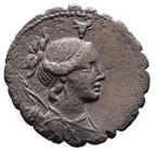 GENS POSTUMIA. A. Postumius A. f. Sp. n. Albinus, 81 a.C. Denario de plata. Roma