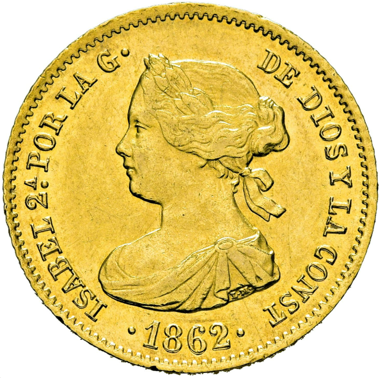 ISABEL II. Madrid. 40 reales. 1862. EBC/EBC+ brillo original. Excelente ejemplar