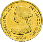 ISABEL II. Madrid. 40 reales. 1862. EBC/EBC+ brillo original. Excelente ejemplar