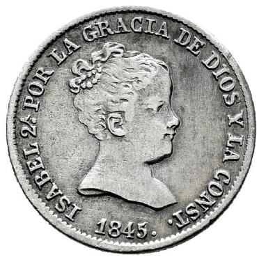 Isabella II (1833-1868). 1 real. Madrid 1845. MBC+
