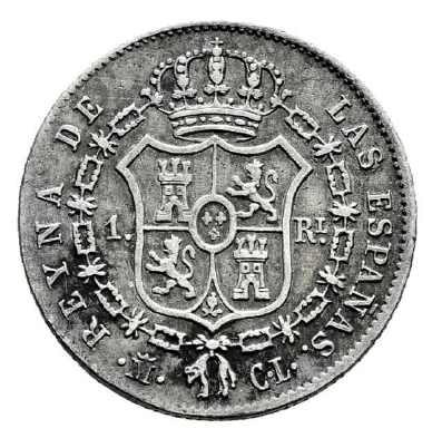 Isabella II (1833-1868). 1 real. Madrid 1845. MBC+