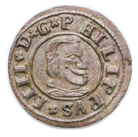 Felipe IV (1621-1665). 16 maravedís. 1664. Segovia. Sin Circular