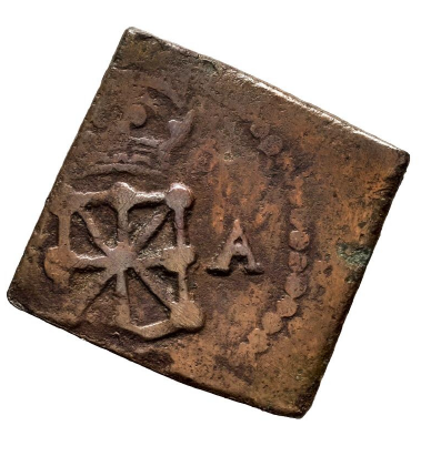 Felipe IV (1621-1665). Cornado. 1654. Pamplona. Cospel cuadrado. Muy rara. MBC-