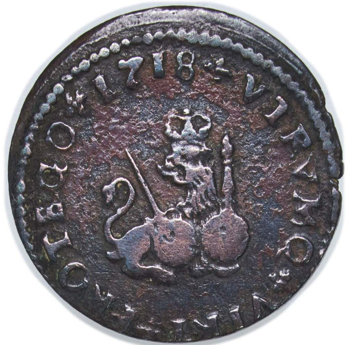 FELIPE V. 1 Maravedí. La Seca (Barcelona). 1718 B.