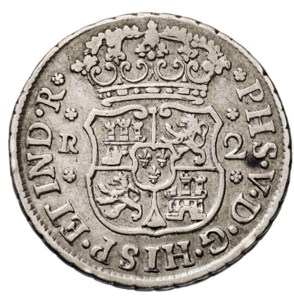 1744. Felipe V. México. M. 2 reales. Columnario.