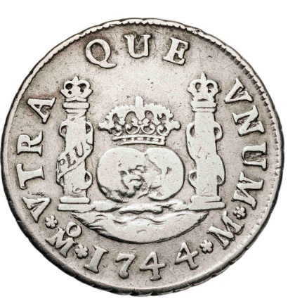 1744. Felipe V. México. M. 2 reales. Columnario.