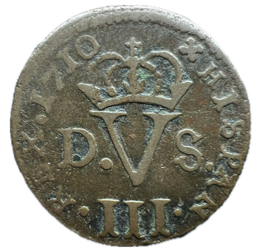 Felipe V (1700-1746). Treseta (de diner). 1710. Valencia.