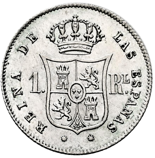 Isabel II (1833-1868). 1 real. Sobrefecha 1860/59. Barcelona. EBC