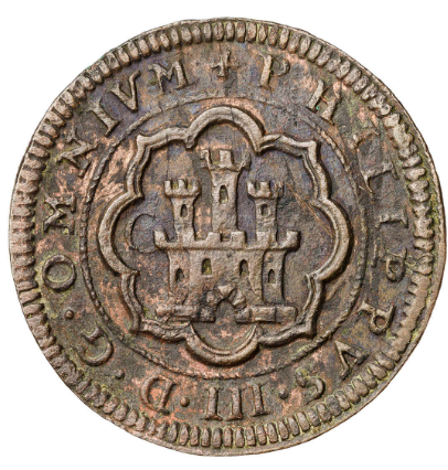 1601. Felipe III. Segovia. 4 maravedís. Acuñaciones del Real Ingenio. MBC/MBC+).