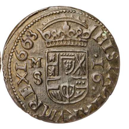 1663. Felipe IV. M (Madrid). S. 16 maravedís. Busto grande. MBC+
