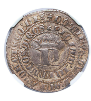 PEDRO I (1350-1366). 1 Real de Burgos. Encapsulada como XF Stained