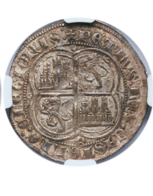 PEDRO I (1350-1366). 1 Real de Burgos. Encapsulada como XF Stained