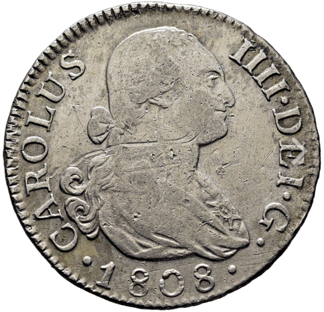 CARLOS IV. Madrid. 2 reales. 1808. AI. MBC/MBC+