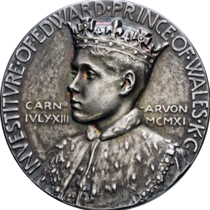 Gales. Medalla 1911. Investidura de Eduardo como Príncipe de Gales. Bella medalla