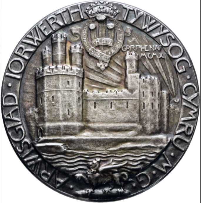 Gales. Medalla 1911. Investidura de Eduardo como Príncipe de Gales. Bella medalla