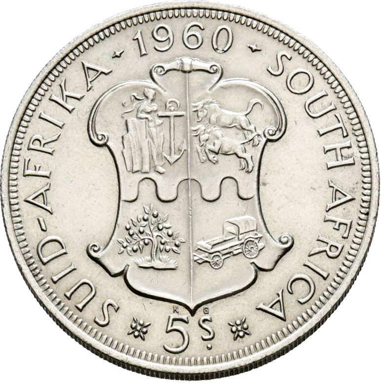 SUDÁFRICA. 5 Chelines. 1960. 50 Aniversario Unión Sudafricana. (Km#55). EBC.