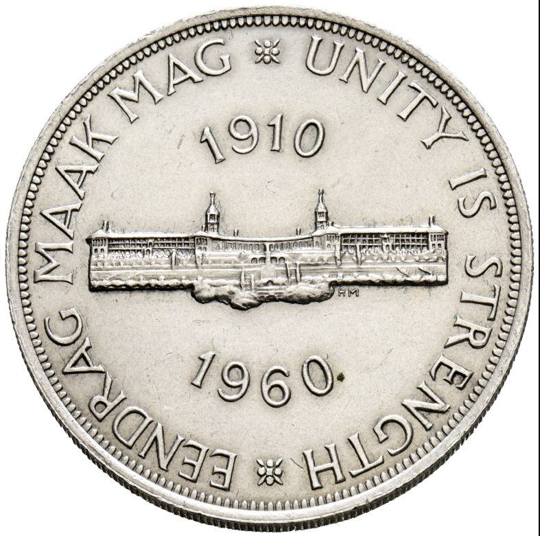 SUDÁFRICA. 5 Chelines. 1960. 50 Aniversario Unión Sudafricana. (Km#55). EBC.