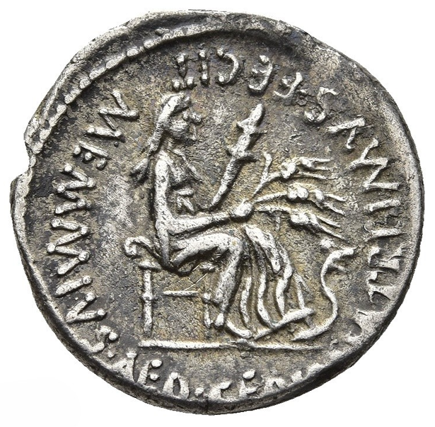 GENS MEMMIA. C. MEMMIUS C.F. Denario (56 a.C.). Roma.