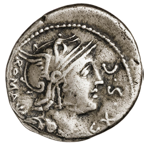 GENS SERGIA (hacia 116-115 a.C.) Denario. Roma